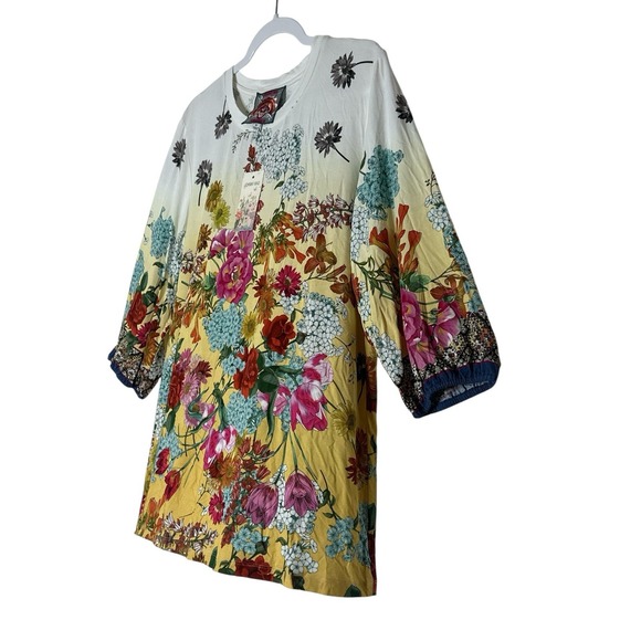 New JOHNNY WAS Tunic Top Women's XL Floral 3/4 Sleeve Bohemian Stretch‎ Boho - Picture 11 of 13